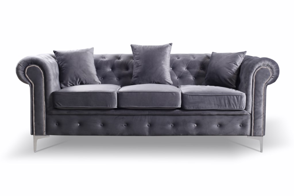 Enchanted Grey Plush 3 Seater Sofa